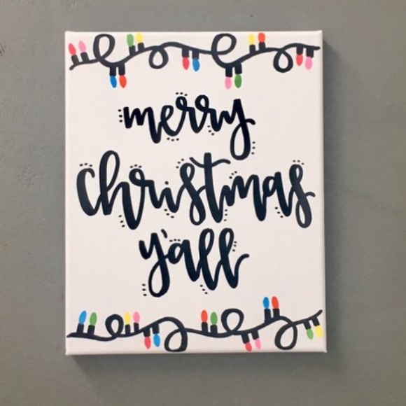 Hand lettered Merry Christmas Y’all Canvas - Picture 5 of 5